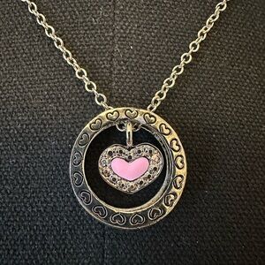 NWT Cookie Lee Friends Best Heart Pendant Necklace Pink Rhinestone